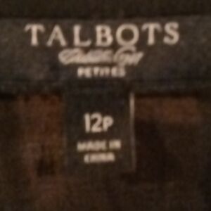 TALBOTS black pleated front rounded neckline blouse w long jointed sleeves 12P